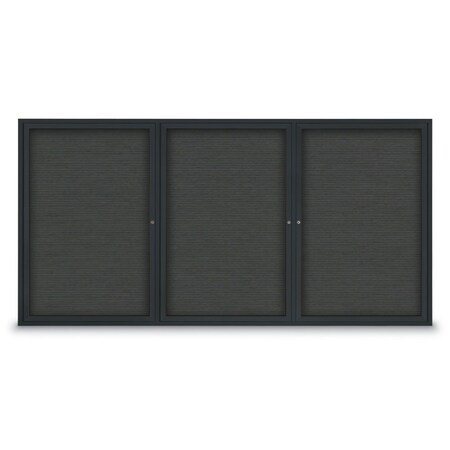 United Visual Products 18"x24" 1-Door Enclosed Outdoor Letterboard, Grey Felt/Black Alum UV1166D-BLACK-GREY